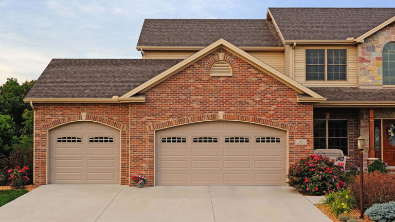 Brick garage connected to house