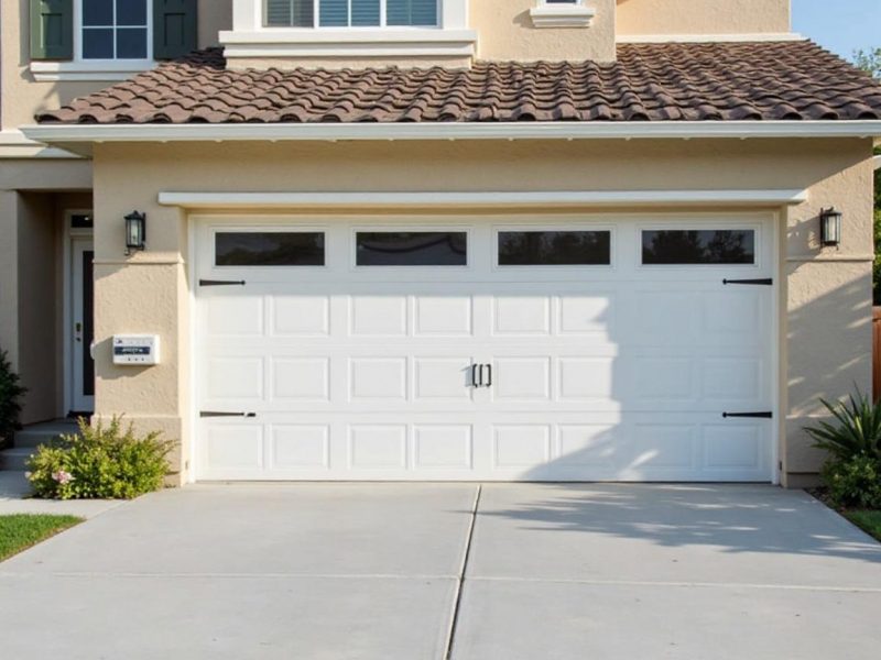 Technician repairing broken springs and frayed cables on a garage door in Agoura Hills, CA
